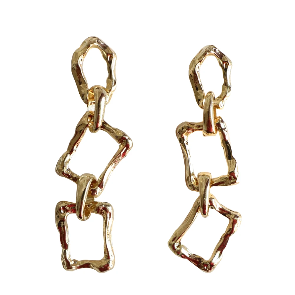 

New Punk Geometric Link Chain Drop Earrings For Women Gold Color Tassel Brinco Fashion Jewelry Gifts, Colorful