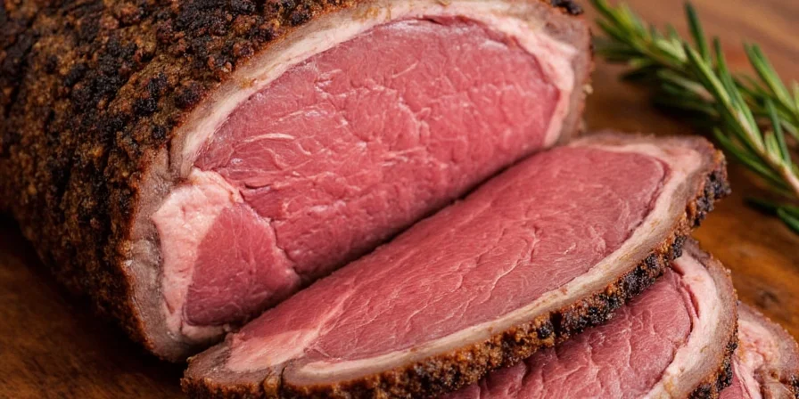 Close-up of hands rubbing spices into beef roast