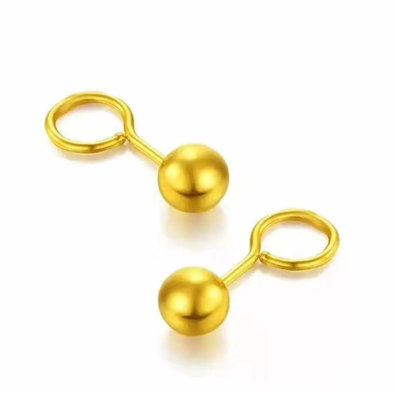 

Gold Glossy Golden Balls Stud Earrings Brass Gold Plated Glossy Golden Balls Fashion Ear Studs Women's Jewelry