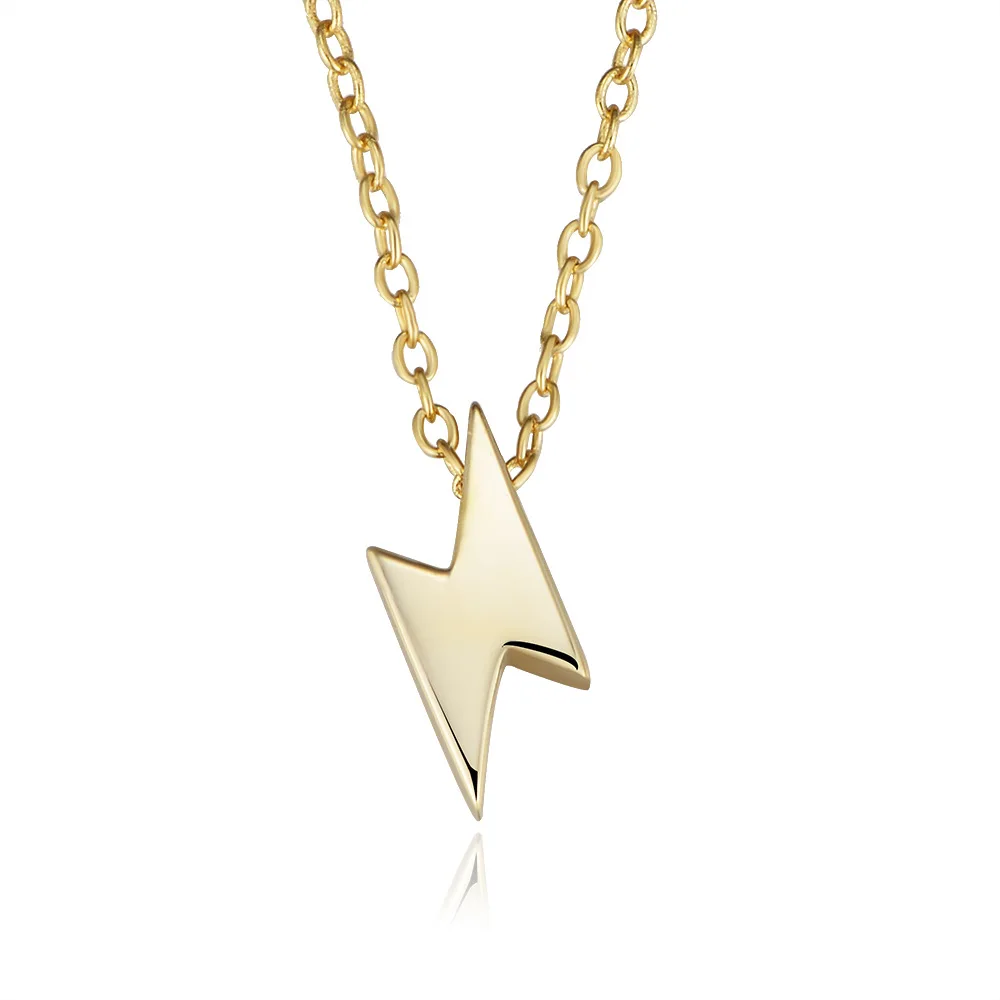 

Dylam Elegant Statement Trendy Gold Plated 925 Sterling Silver Jewelry Cute For Women Lightning Bolt Necklace