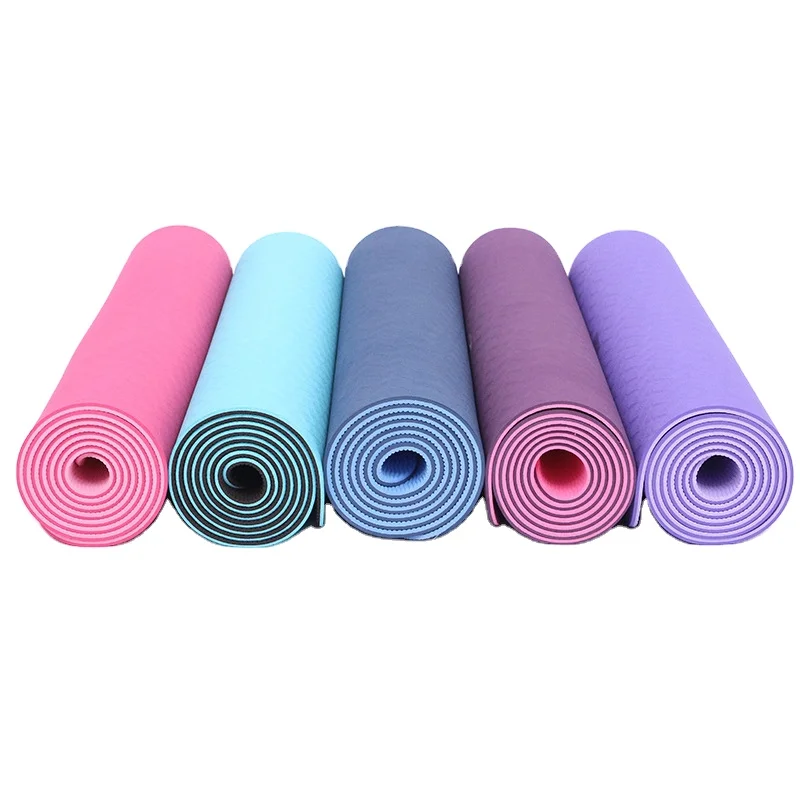 

2021 hot sale high density custom double side anti slip 6 mm eco friendly TPE yoga mat