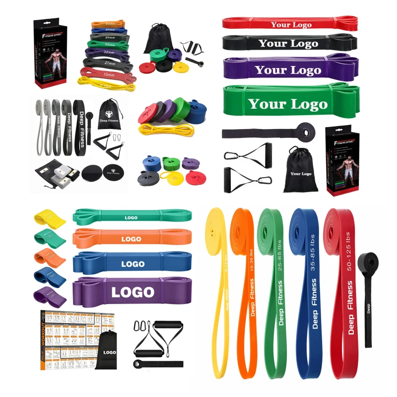 Custom Logo Resistance Band Set Rubber Resistance Bands Power Exercise Stretch Pull up Resistance Bands Set