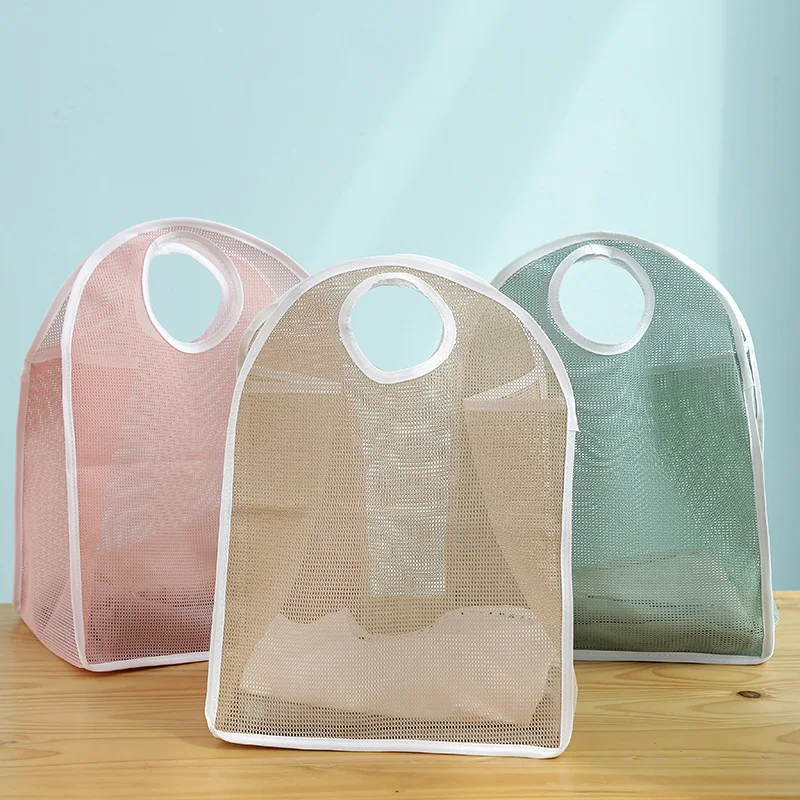 

Wholesale Women's Tote Bag Vegetable Fruit Dirty Clothes Storage Basket Custom Mesh Shopping Tote Bag, Pink