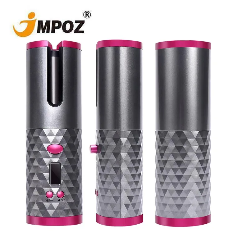 

Factory JMpoz Hair Curle USB Rechargeable Cordless Automatic Waves Wand Curling Iron Portable Hair Stying Tools Hair Curler, White/grey/pink