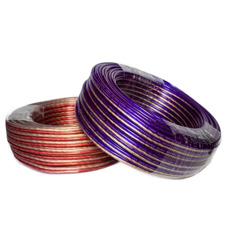 

0.5mm2 4.0mm2 loudspeaker 22awg 300v flat ribbon speaker cable wire 2core flat cable 12awg pvc transparent speaker wire