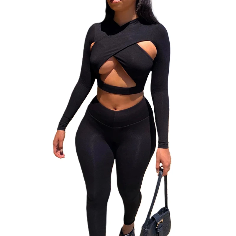 

K21S04311 Trending Products 2021 New Arrivals Crop Top Pant Sets Sporty Casual Summer Women leggings set