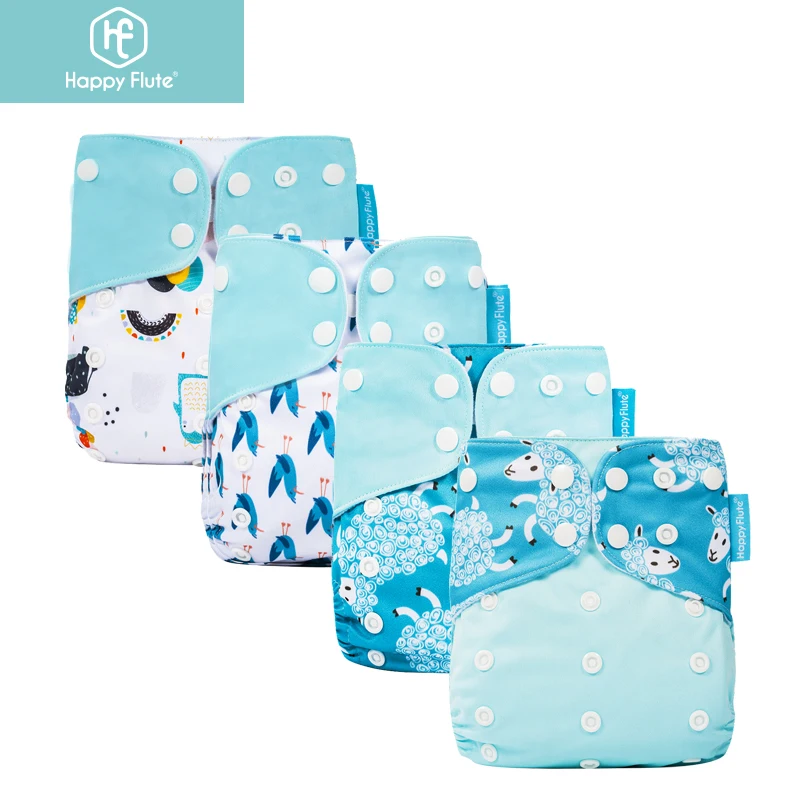 

Happyflute 4 pcs pack reusable waterproof PUL baby cloth diaper  fit all pocket baby nappies