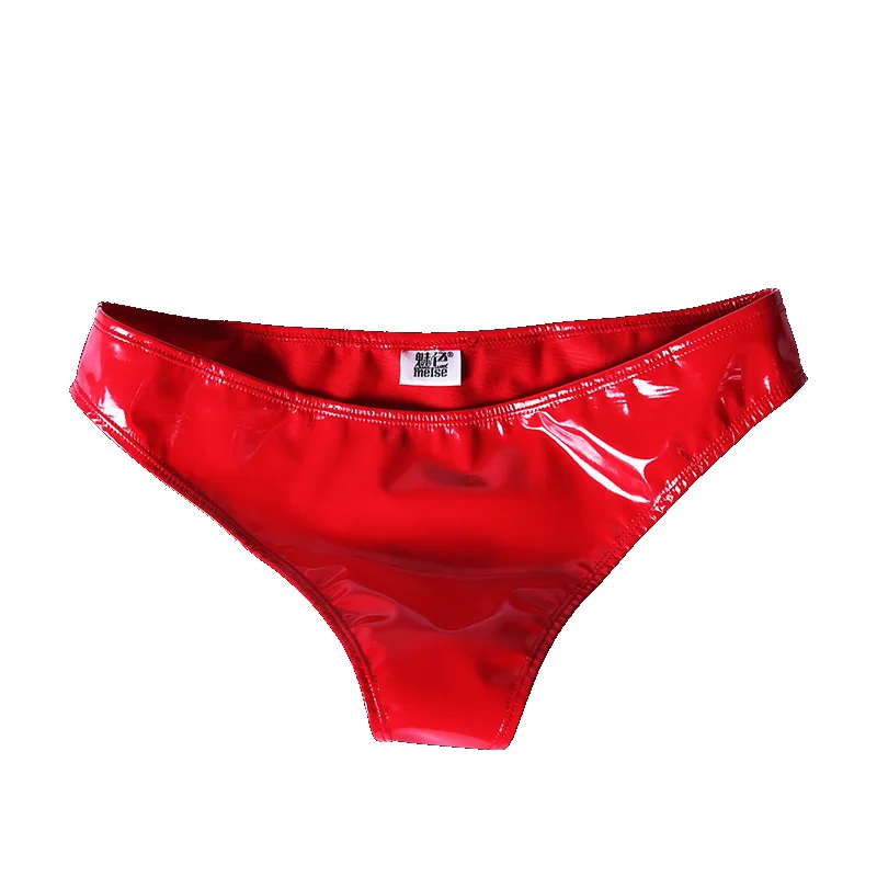 

Pu patent leather bright low waist sexy briefs thongs for women, Picture shows