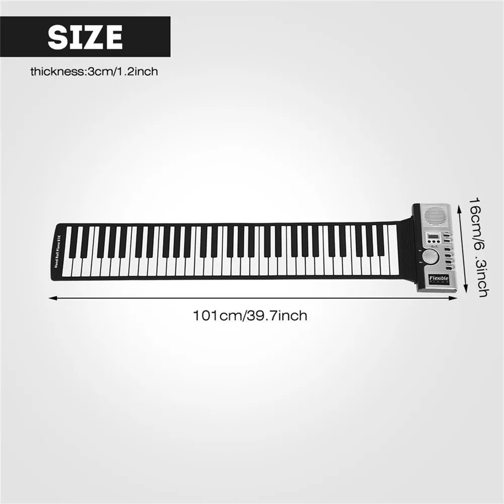
61 keys hand roll piano with trumpet children adult silicone keyboard enlightenment electronic piano 