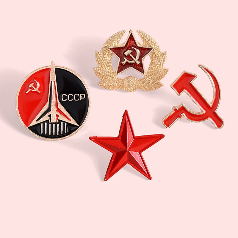 

New Retro USSR Symbol Enamel Pin Red Star Sickle Hammer Cold War Soviet CCCP Brooch Gift icon Badge lapel pin For Coat
