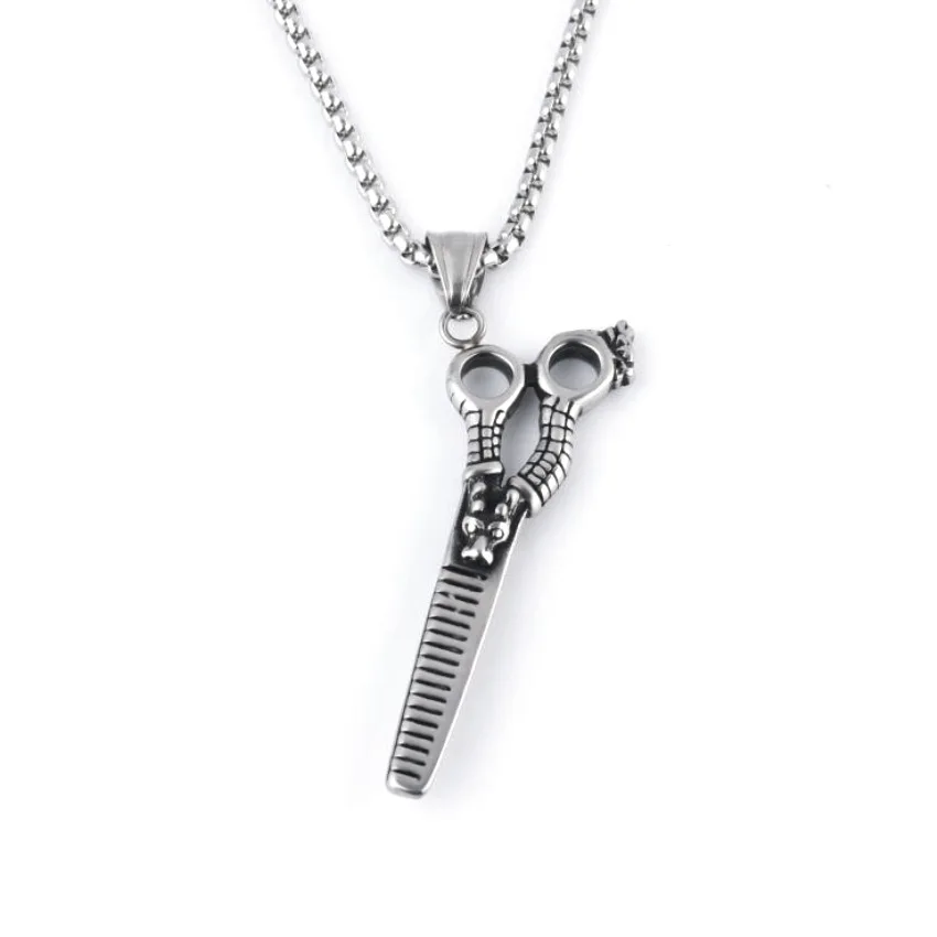 

new product ideas 2022 gift scissors pendant stainless steel necklace men's fashion domineering jewellery