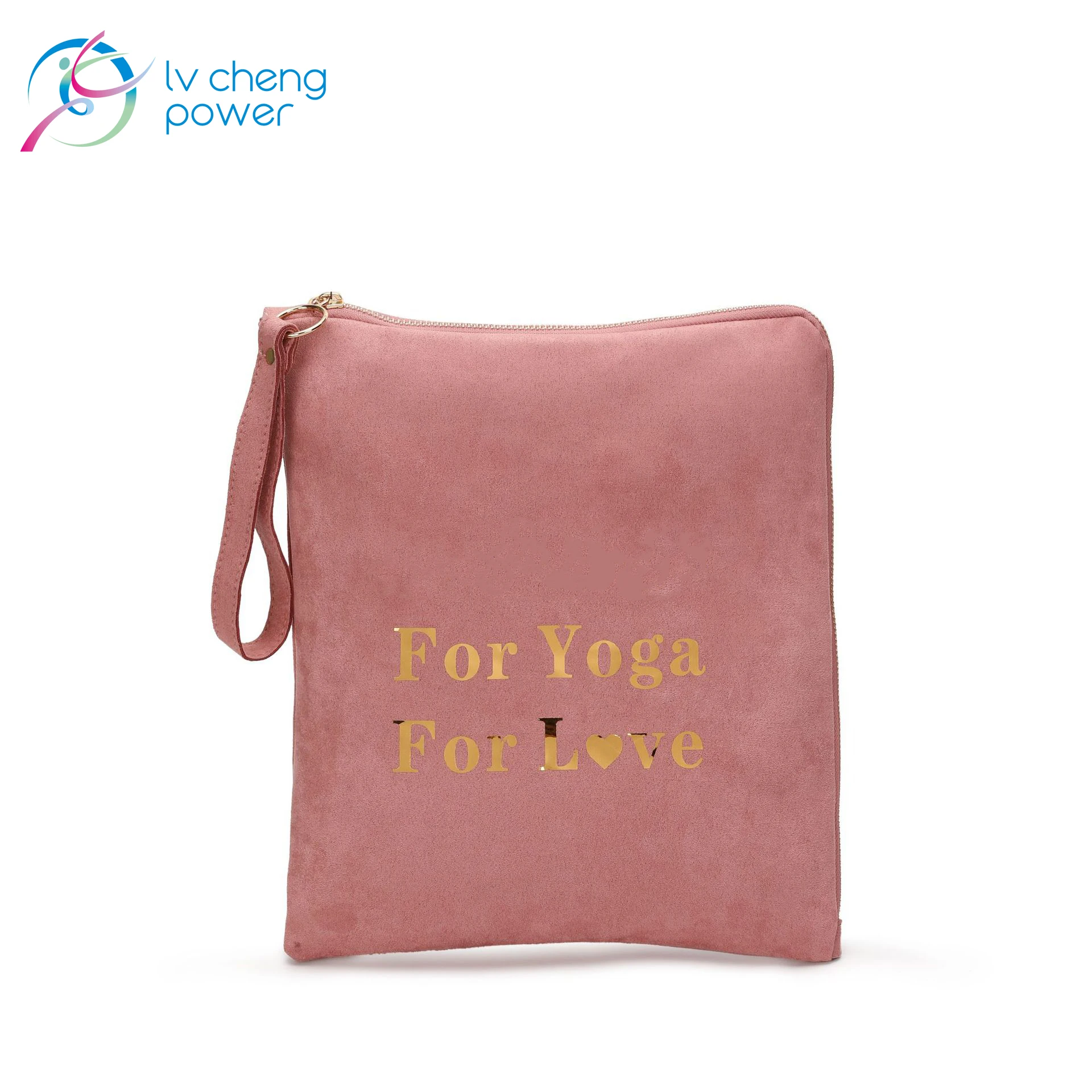 

High quality manufacturer wholesale non slip fitness organic natural rubber eco custom logo suede yoga mat and yoga mat bag, Pink