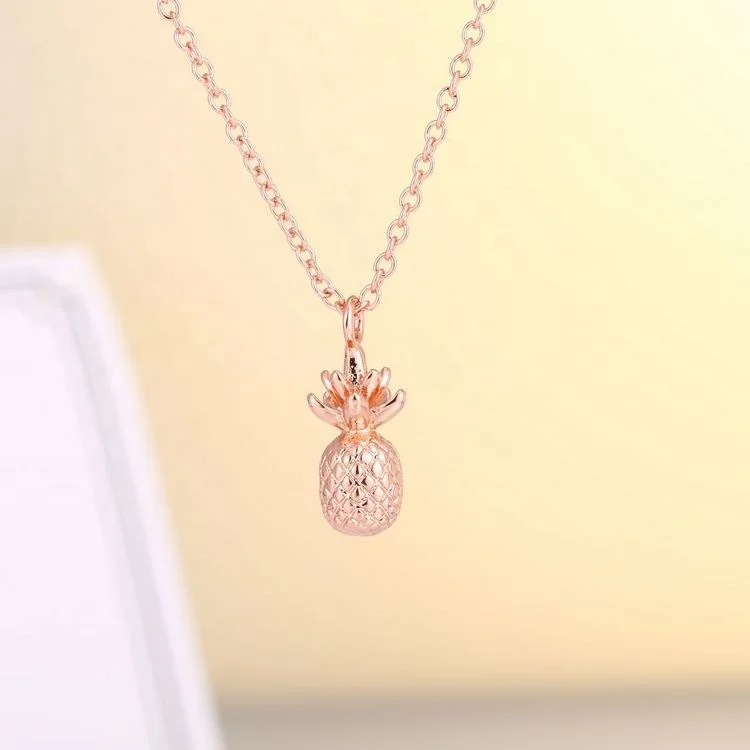 zhefan 92.5 sterling silver jewelry rose gold pineapple necklace plated for daily wear