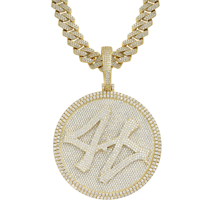 

18inch Rotatable Biggest Turntable Gold Heavy Micro Pave Zircon High Quality Mens Custom Iced Pendant for Hip Hop Jewelry