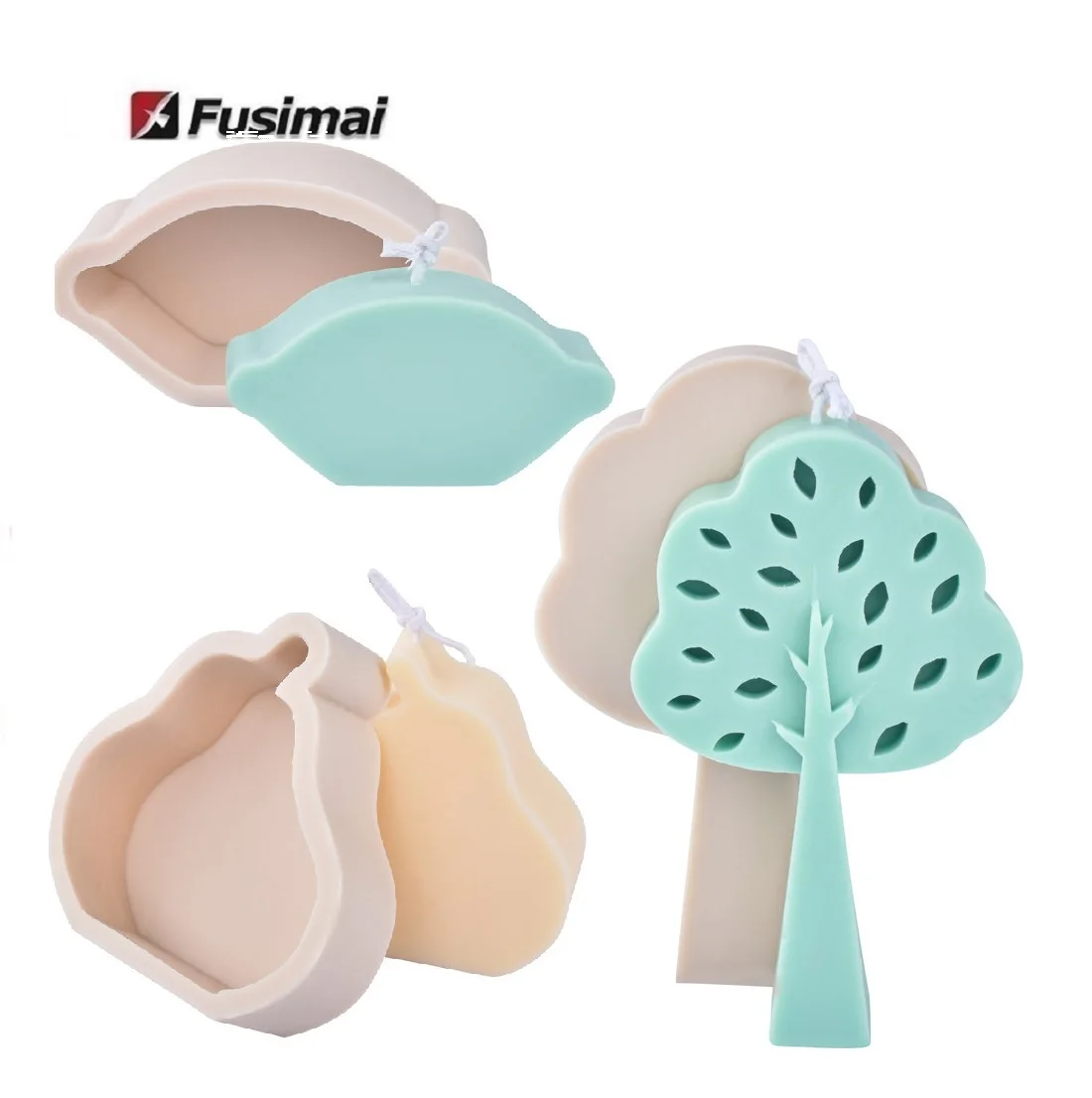 

Fusimai Crystal Pear Candles Mould Tree Lemon Aromatherapy Wax New Silicone Leaf Fruit Candle Mold, Customized color