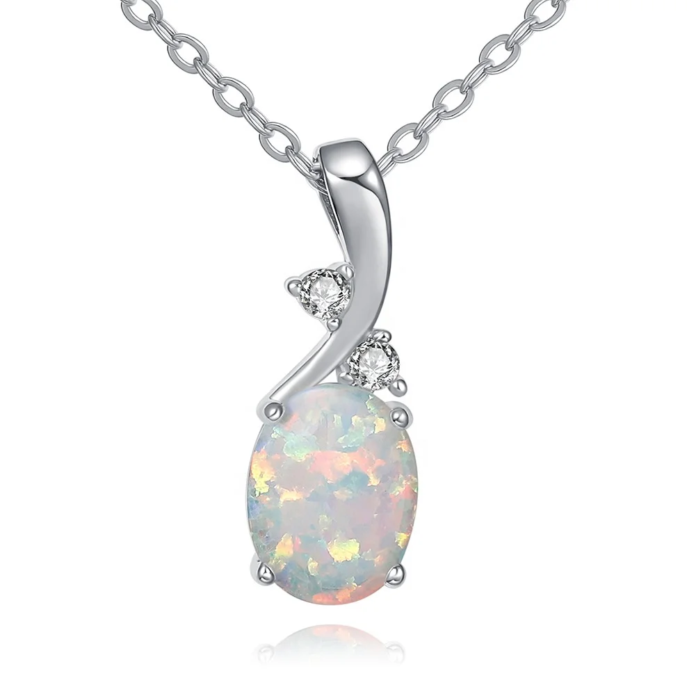 

Wish Hot Selling Link Chain Geometric Artificial Opal Necklace For Women