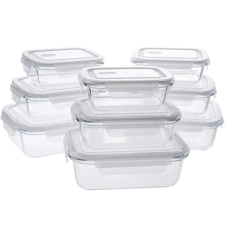 

1000ml Borosilicate square shape lunch box glass pyrex bowl with lid