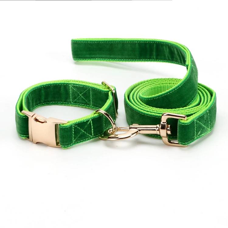 

Customized Comfortable Velvet Lining Dog Collar and Leash Pet Lead Set