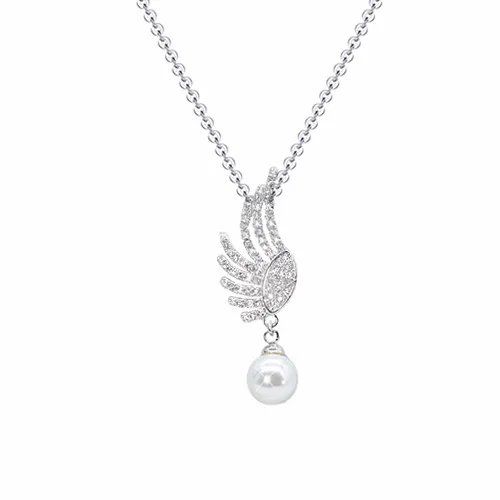 

Mexico Fashion Allah Angel Wings Rhinestone Pearl Diamond Fine Jewelry Gold Plated Large Silver Angle Wing Pendant Necklace