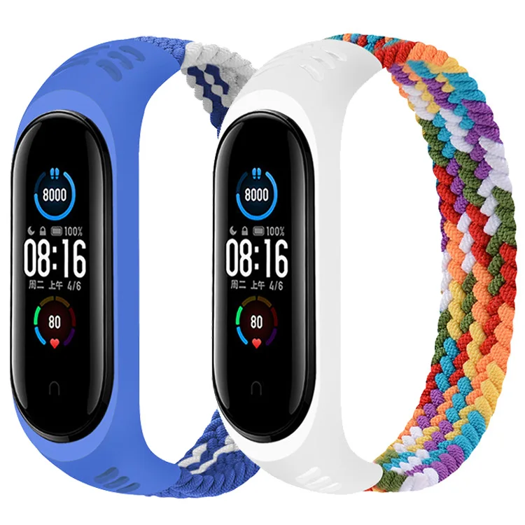 

Lianmi Elastic Braided Solo Loop For Mi Band 6 Nylon Strap For Xiaomi Mi Band 6 Sport Wristband For Xiaomi Mi 5 6 Watch Band, Multi colors/as the picture shows