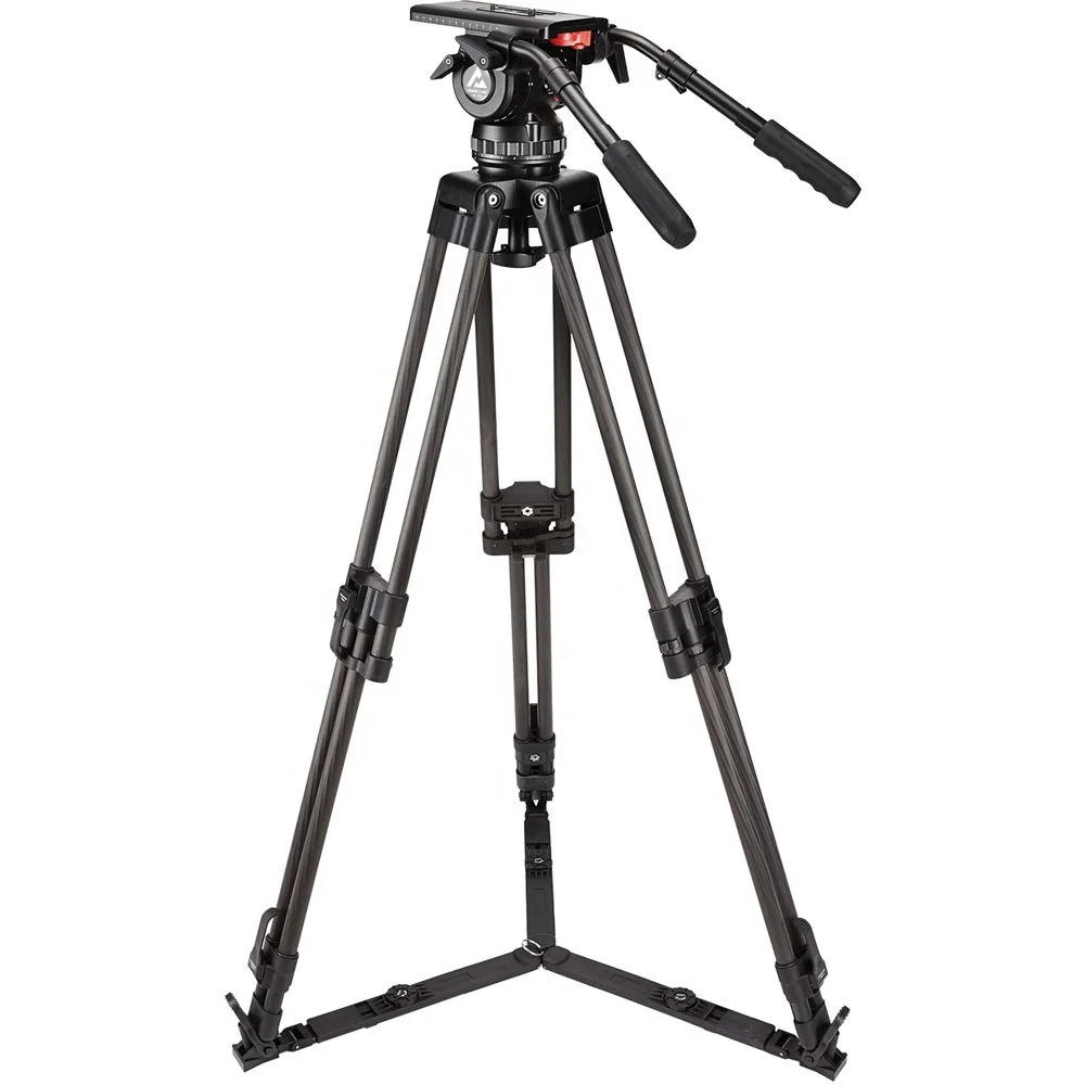 

100 Bowl Dia camcorders Tripod System Professional Carbon Fiber Broadcast Heavy Duty Video Camera Tripod for Filming TV