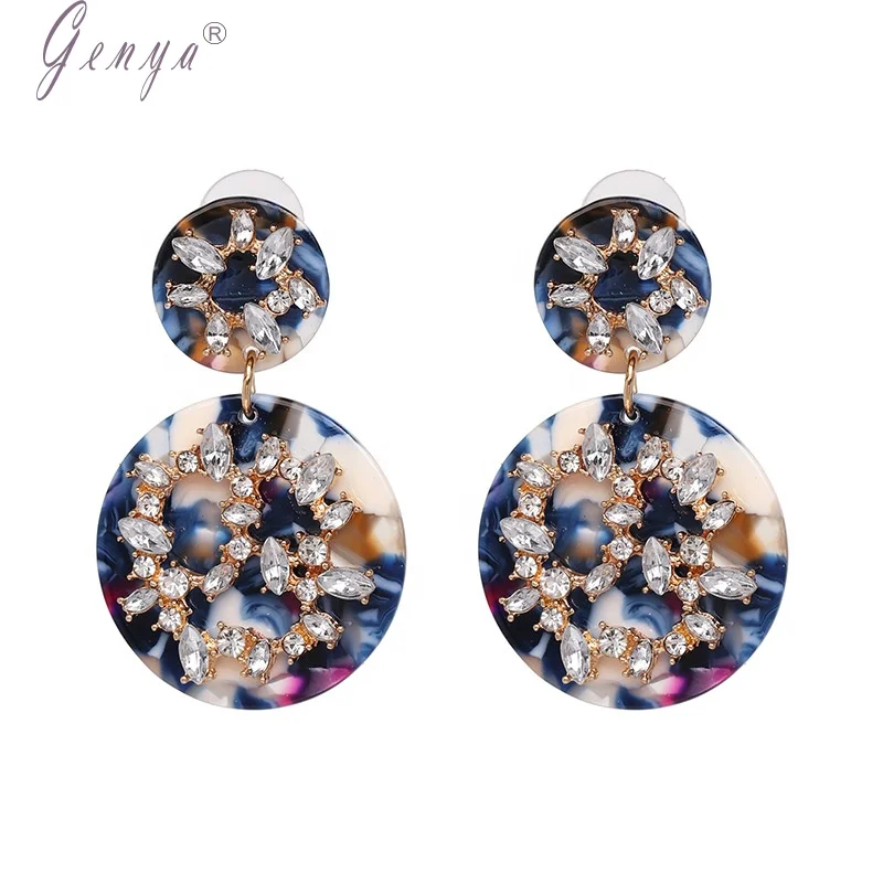 

Genya fashion latest design jewelry acrylic diamond earrings luxurious crystal jewelry earrings for women