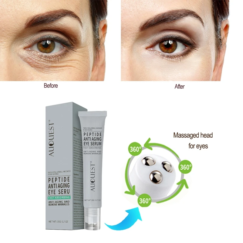 

AuQuest CBD Eye Cream Quick Effect Remove Eye Bags Prevent Wrinkles Anti-Puffiness Anti Aging Eye Serum With Triple Balls, Clear