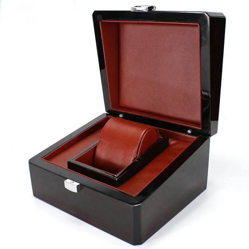 

Classical Single Luxury Wooden Custom Logo Watch Packaging Gift box unique jewelry gift watch box