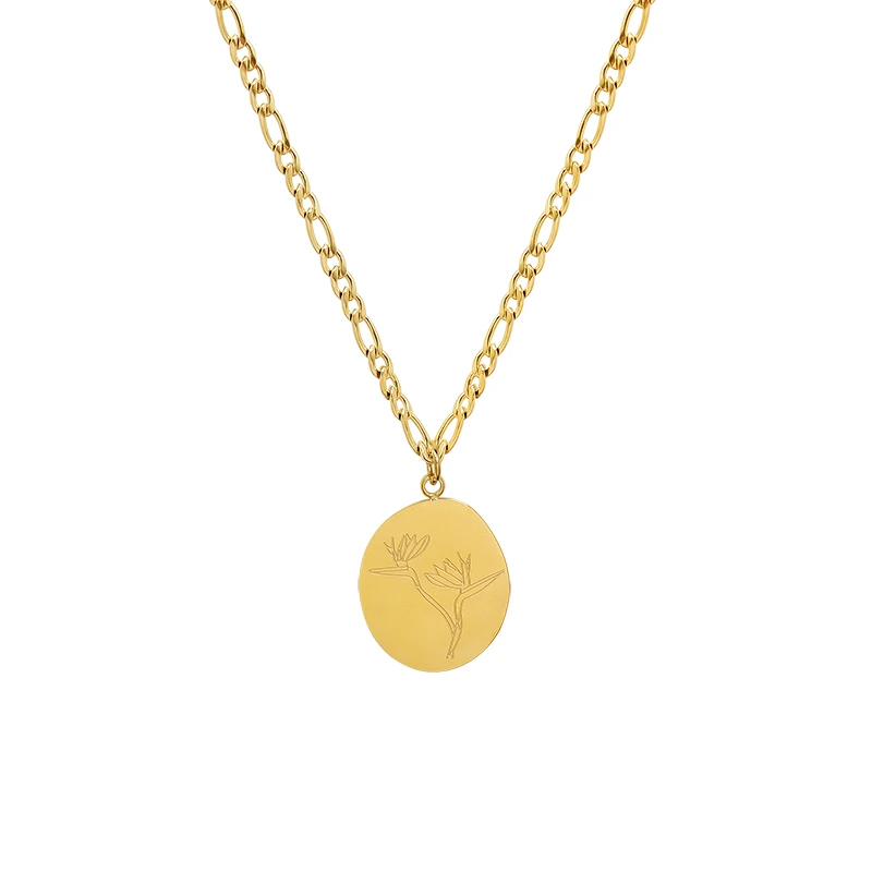 

French Style Leaves Flowers Pendant Necklace Clavicular Chain Titanium Steel