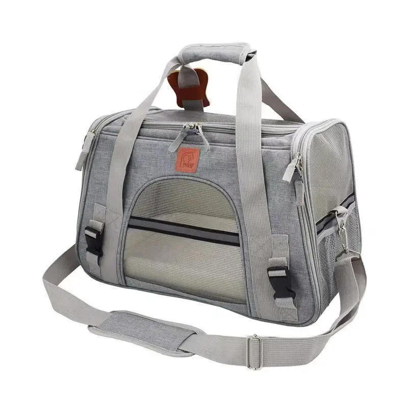 

Multifunctional Outdoor Pet Carrier Airline Approved Custom Color Logo Foldable Portable Cat Travel Bag, Rose red/ light grey/dark grey