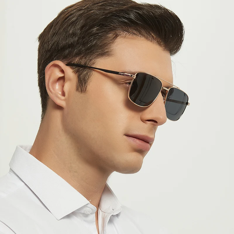 

2023 YC OPTICAL Wholesale trendy luxury aviation double bridge polarized UV400 metal sunglasses for men