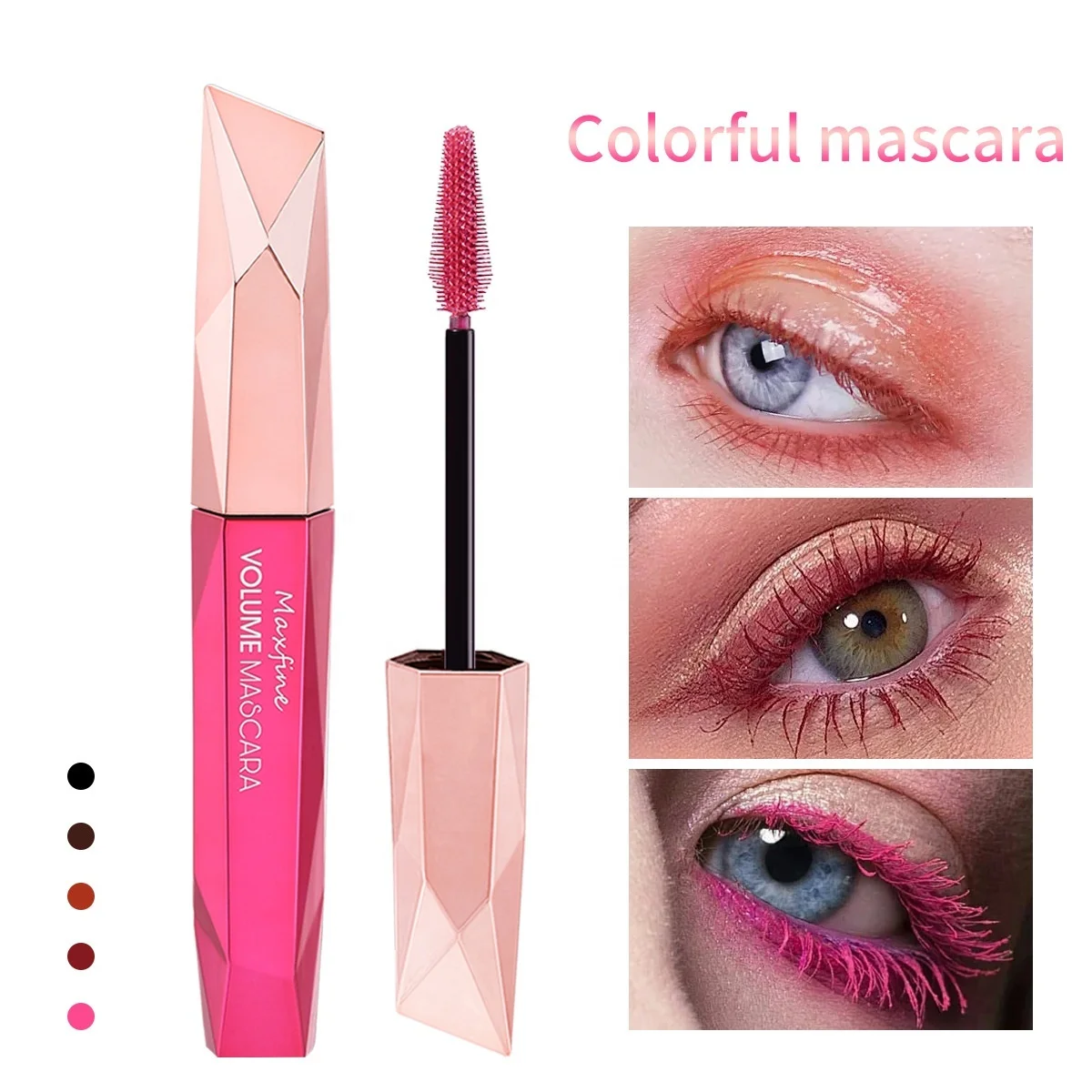 New Arrival Waterproof Lengthening Thick Fiber Eyelash for Mascara Colorful Gel Makeup; Wholesale Eye Lash for Mascara