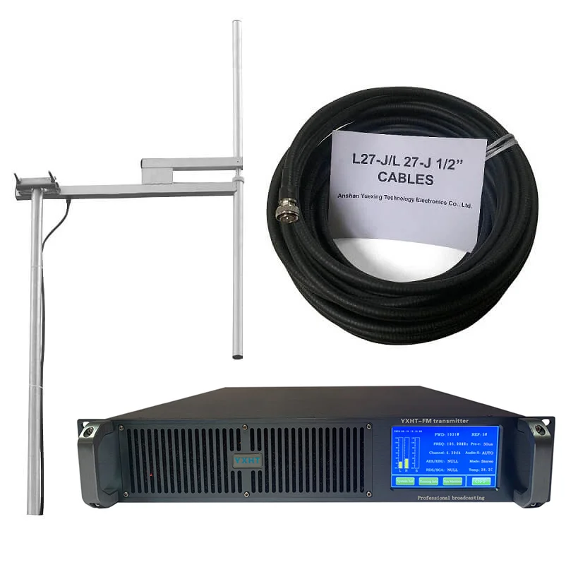 

D- Warranty 6 years Touch Screen YXHT-2 2000 watts FM Transmitter + 1-Bay Antenna + 30 Meters Cables with Connector 3 Equipments