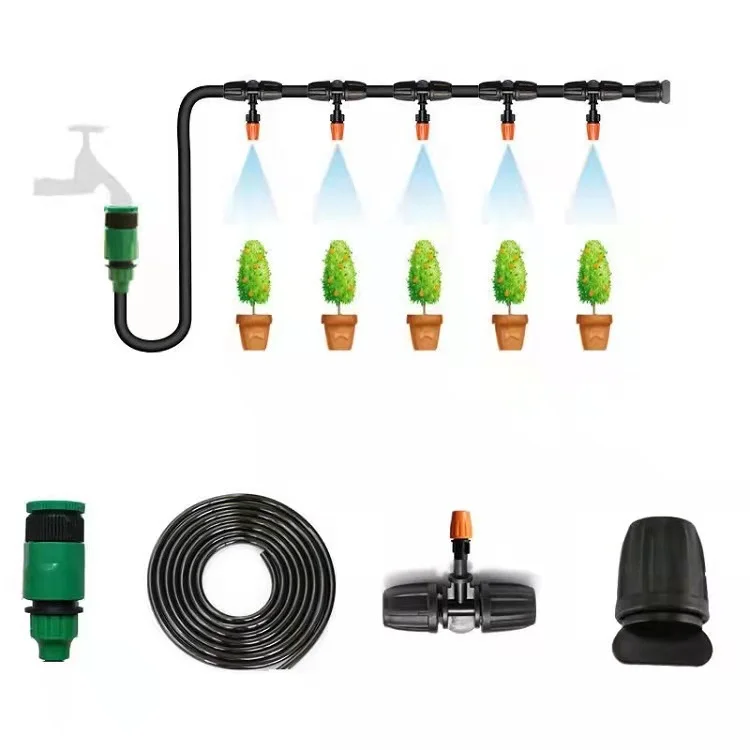 

Micro Automatic Patio Plant Watering Kit Misting Cooling System for Greenhouse Lawn, Black