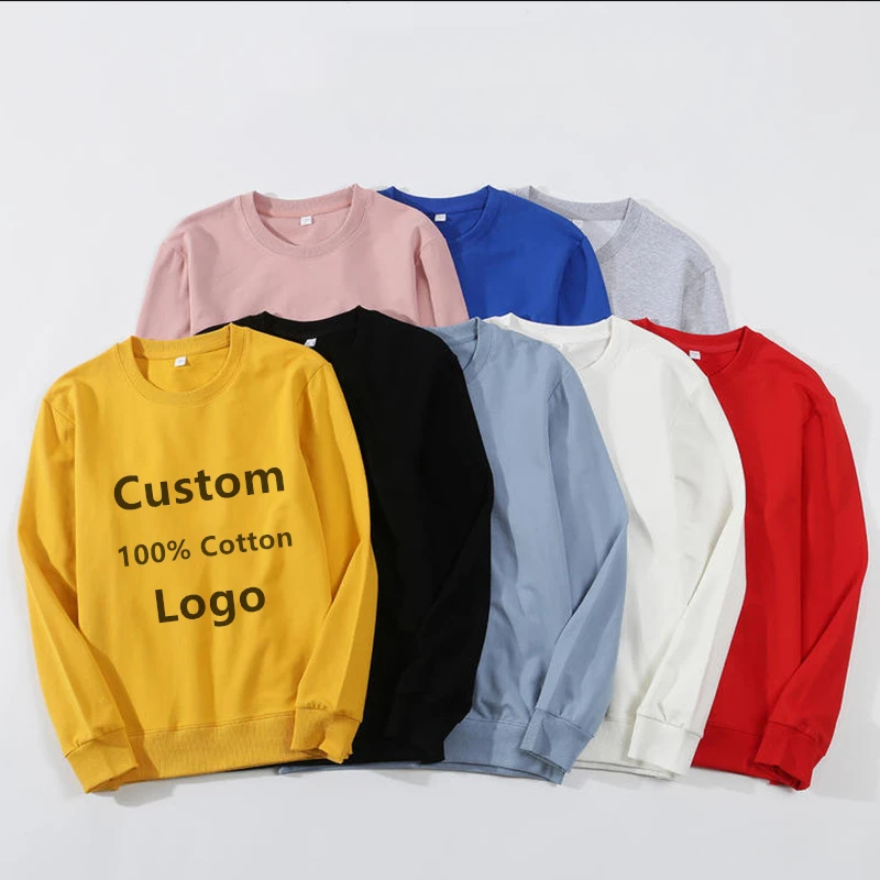 

custom plain crewneck sweatshirts wholesale blank pullover sudaderas men sweatshirt embroidery logo cotton elastic sweater, Customized color