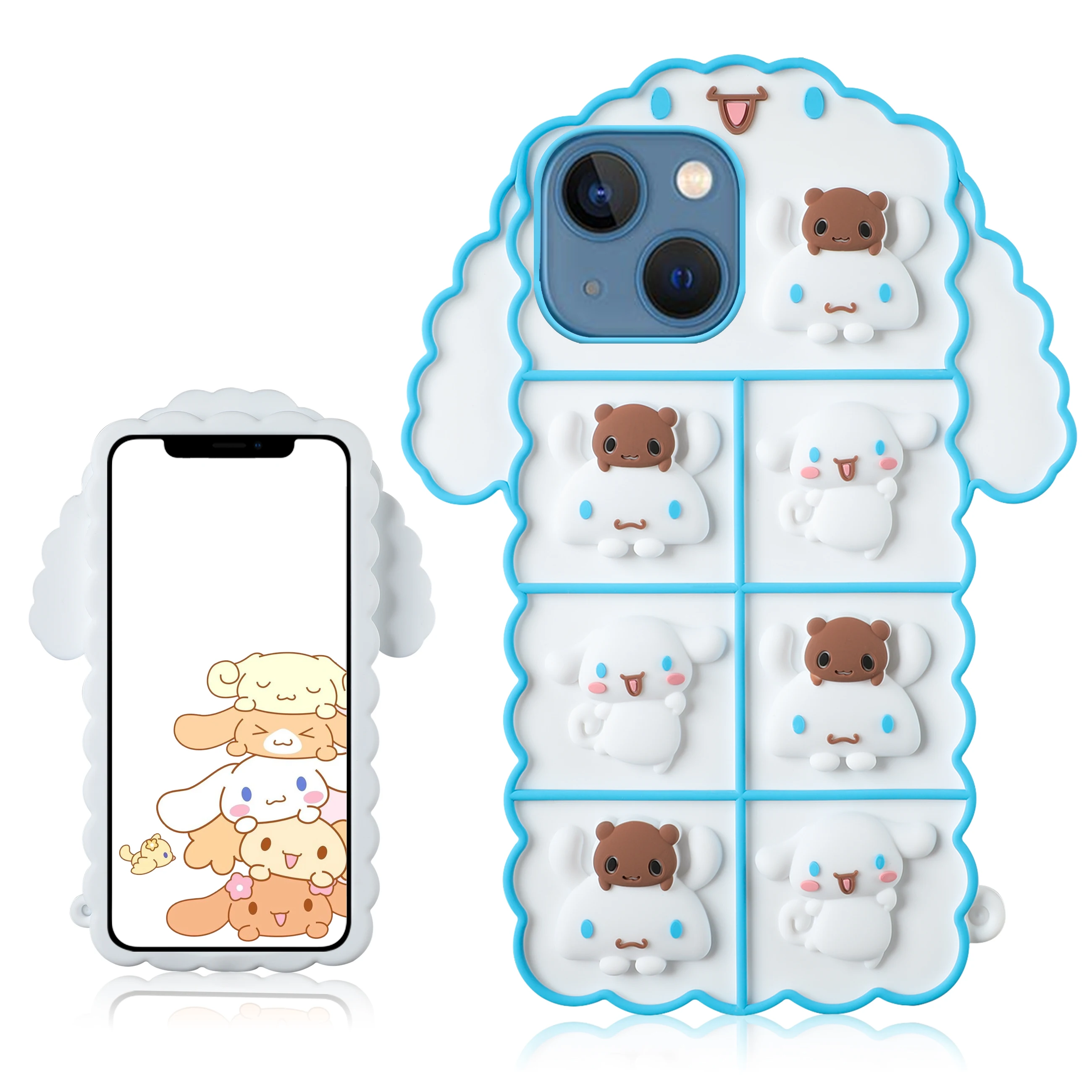 

Relive Stress Pop Fidget Toys Push It Bubble Silicone Phone Case For Iphone 6 6s 7 8 Plus X XR XS 11 12 13 Pro Max Soft Cover, White