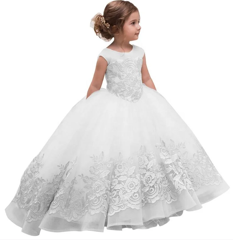 

princess puffy flower girls dresses wedding white, Picture color