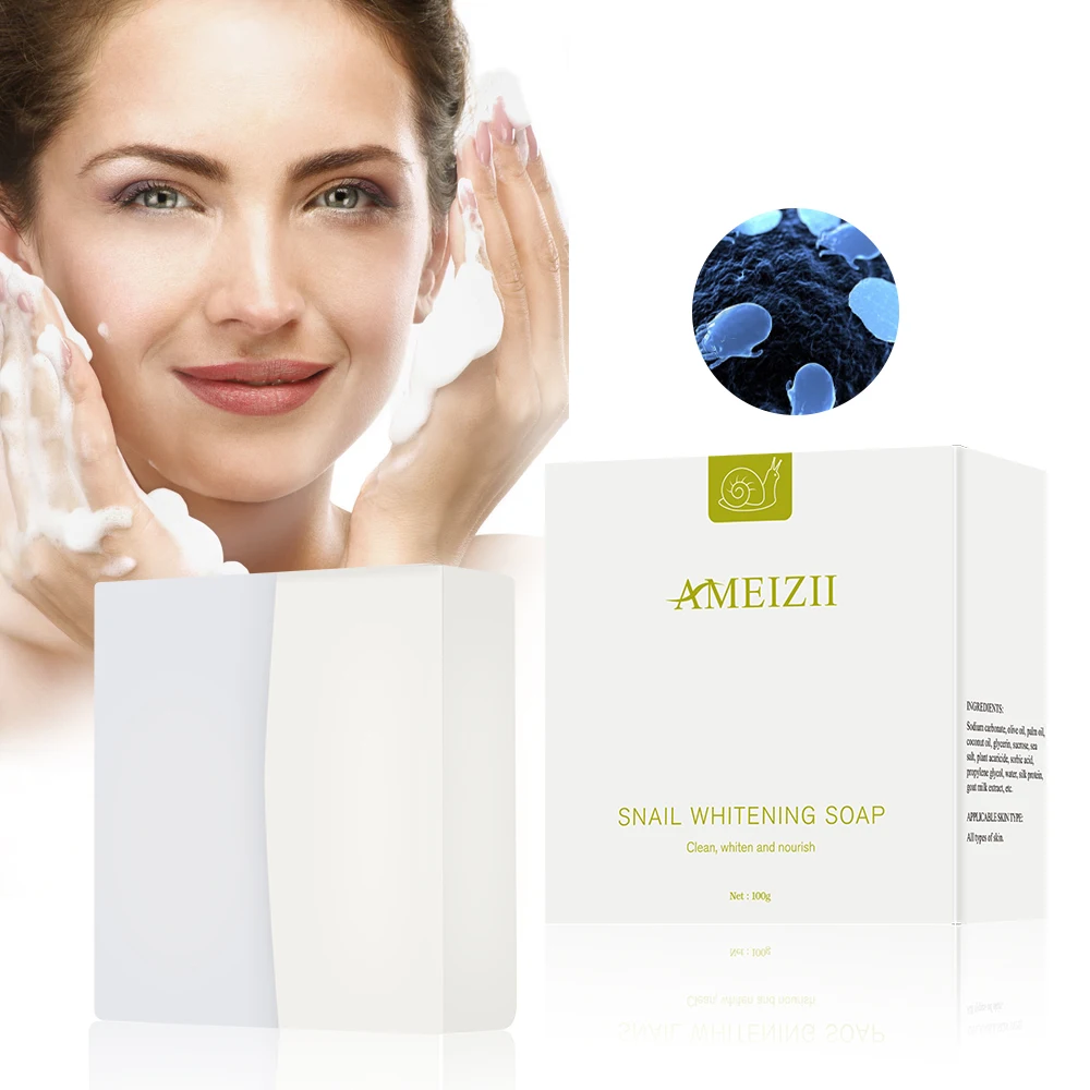 

Wholesale Snail Essence Soap Base Whitening Skin Cleansing Body Bath Soap Savon Eclaircissant Oil Control Moisturizing Face Soap