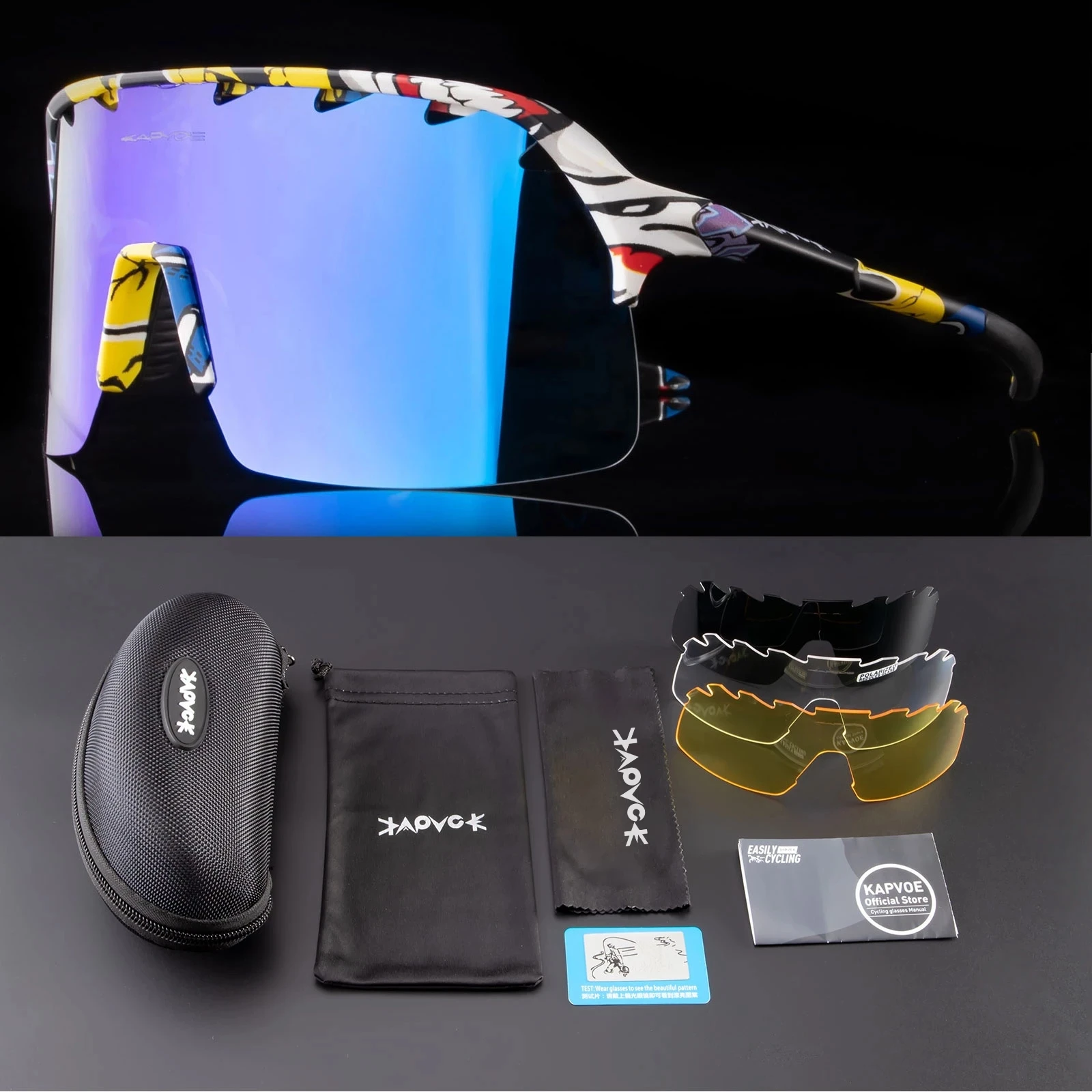 

Kapvoe 9412 New Style Half Frame Oversized One-piece Colorful Sports Polarized Goggles Sunglasses 2022 Sunglasses UV 400 Men TAC