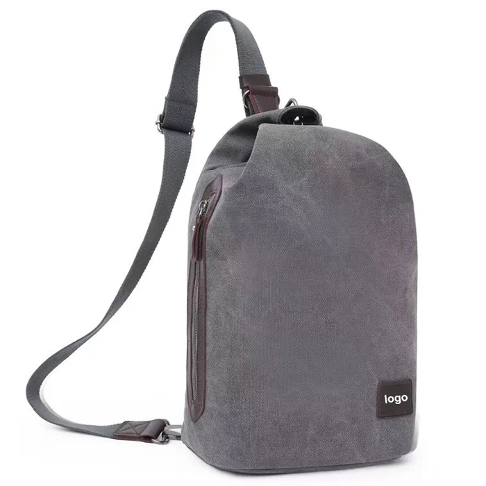 

simple canvas sling bag anti theft crossbody bag sling shoulder backpack casual backpack chest bag, Blue,gray,brown,yellow