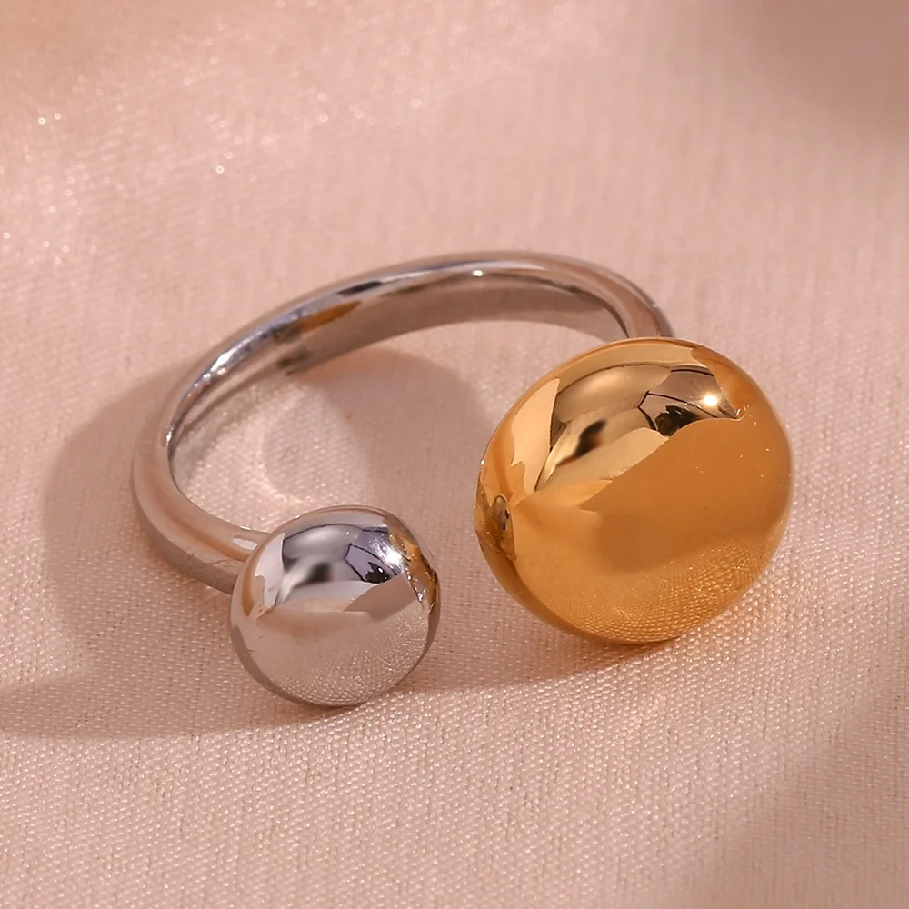 

PVD Gold Plated Jewelry Signet Rings For Women Ball Shape Stainless Steel Ring