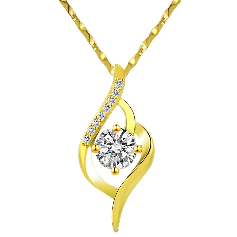 

Vietnam Sand Gold Necklace Female Moissan Diamond Beating Heart Gold Necklace For Girlfriend Valentine's Day Gift
