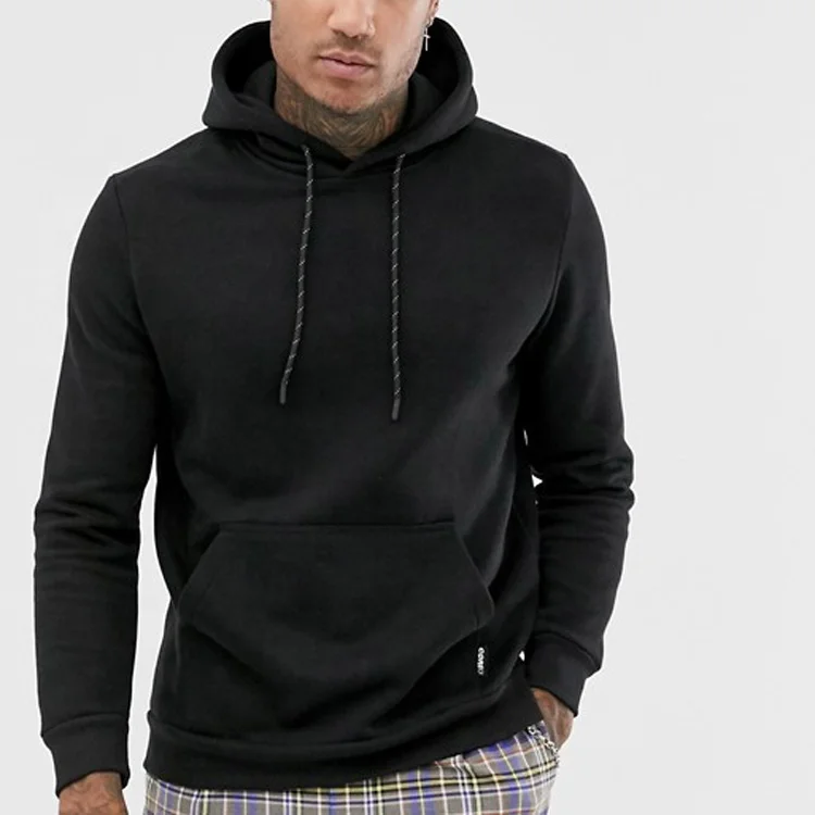 

65% Cotton 35% Polyester manufacturer custom black hooded Sweatshirt men blank hoodies with pocket