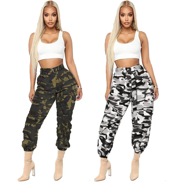 

Fashion camo streetwear cargo pants for women 2020