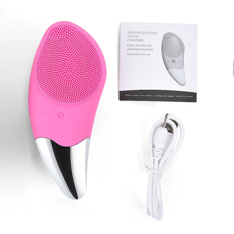 

USB Rechargeable Protable Silicone Electric Facial Cleansing Brush Sonic Vibration Face Cleaner Massage Brush Skin Care Tool