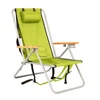 Rust Steel Portable Folding Highback Chair With Wooden Arm and Storage Pouch and Key Holder