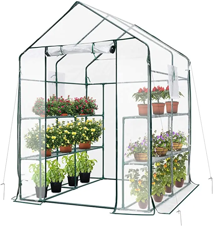 

Skyplant Portable Greenhouse Indoor Outdoor, 3 Steady Tiers 12 Sturdy Shelves Walk-in Plant Green House, Transparent
