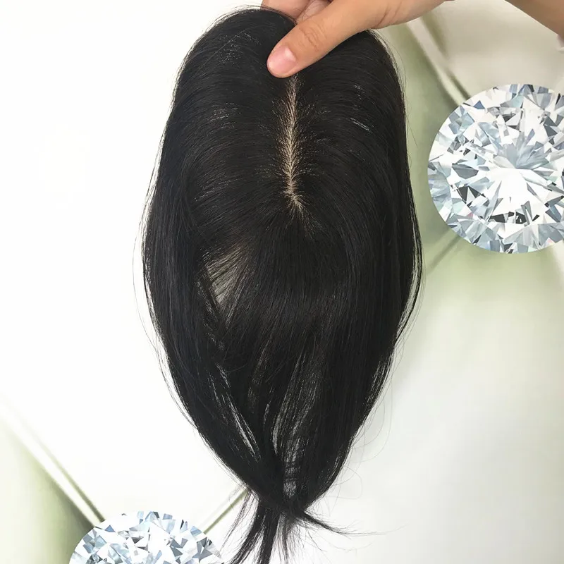 

high quality Silk Base Topper Indian hair Clips in Toupee for women