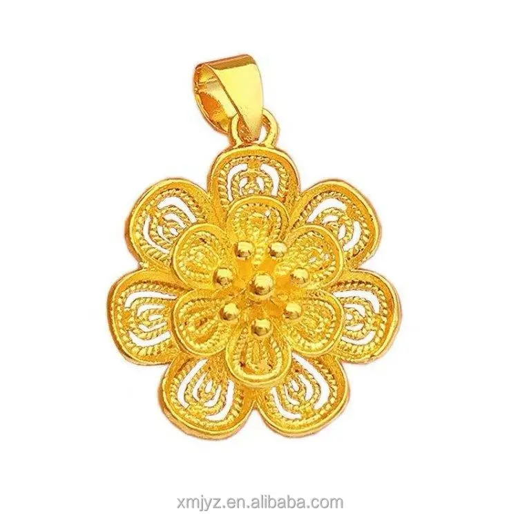 

Brass Gold Plated SUNFLOWER Alluvial Gold Begonia Pendant Necklace Pendant Live Streaming Gift Supply Wholesale