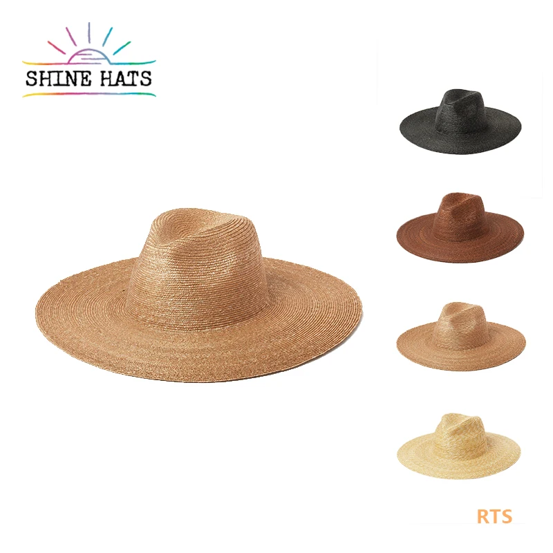 

Shinehats Luxury OEM wide brim wheat straw hat custom beach sunhat fashion chapeau panama women ladies summer sombreros